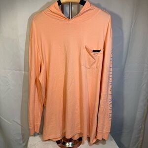 Southern Proper Men's Large Hooded Long‎ Sleeve T-Shirt Peach Cotton Pocket